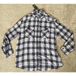 Photo of Wild Fable Women’s S Black Gray Plaid Oversized Flannel Button Down Shirt NWT