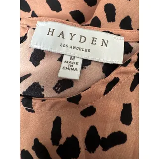 Photo of Hayden Los Angeles Leopard Print Dress Medium Pink Black 3/4 Sleeve Ruffle Hem