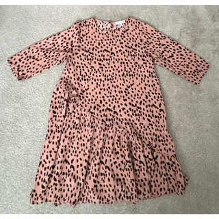 Photo of Hayden Los Angeles Leopard Print Dress Medium Pink Black 3/4 Sleeve Ruffle Hem