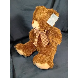 Photo of Burton + Burton 15" Brown Teddy Bear Plush Plaid Bow #9733548 With Tag