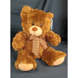 Photo of Burton + Burton 15" Brown Teddy Bear Plush Plaid Bow #9733548 With Tag