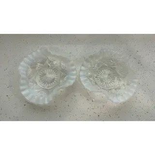Photo of Antique Dugan Jeweled Heart Victor Opalescent Berry Bowls Pair c1905