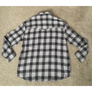 Photo of Wild Fable Mens S Gray White Black Plaid Flannel Long Sleeve Button Up Shirt