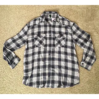 Photo of Wild Fable Mens S Gray White Black Plaid Flannel Long Sleeve Button Up Shirt