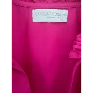 Photo of Caroline Constas Hot Pink Tiered Ruffle Cotton Mini Dress Flutter Sleeve Small