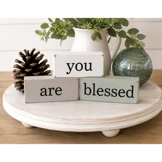 Photo of You Are Blessed Rustic Wood Block Sign Set – Farmhouse Christian Home Décor
