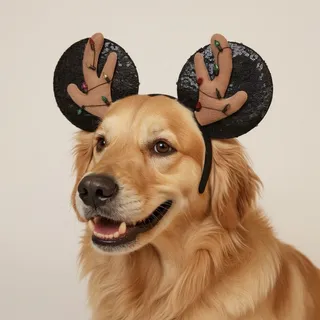 Photo of NWT Disney Rubies Pets Mickey Reindeer Christmas Lights Pet Sequined Ears M/L