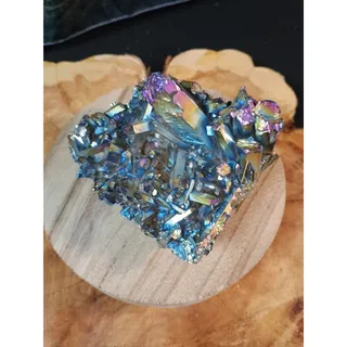 Photo of Rainbow Aqua Aura Quartz Crystal Cluster — 0.68 lbs, Titanium Coated