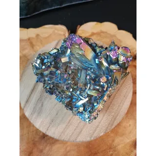Photo of Rainbow Aqua Aura Quartz Crystal Cluster — 0.68 lbs, Titanium Coated