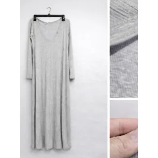 Photo of Aerie Gray Long Sleeve Ribbed Knit Maxi Lounge Dress Size Large