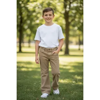Photo of JK Kids Boys Tan Corduroy Pants Size 7 Bootcut Cotton Casual Trousers