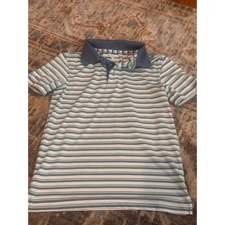 Photo of Southern Shirt Youth Small Striped Performance Polo Blue Green White Golf Shirt YS 6/7