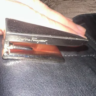 Photo of Salvatore Ferragamo Black Long Leather Bifold Wallet Women's Vintage 
