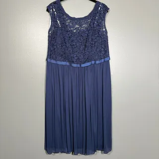 Photo of David's Bridal Blue Lace Top Formal Midi Length Dress - Women's Plus Size 18