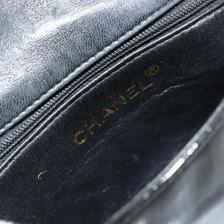 Photo of Chanel Patent Leather CC Logo Chain Shoulder Bag Black