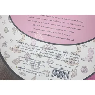 Photo of Core Home Cowgirl Disco Scrub Sponges 2 Pack Pink Boot & Disco Ball Cleaning