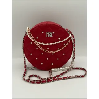 Photo of Badgley Mischka Red Round Quilted Pearl Crossbody Bag BM-4140 NWT