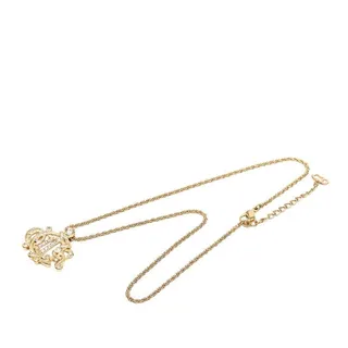 Photo of Dior Logo Emblem Chain Pendant Necklace Gold Plated Rhinestone