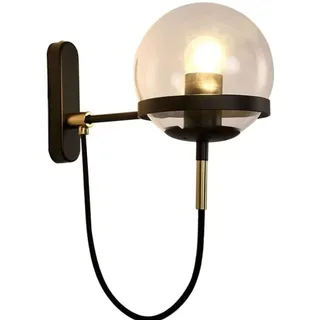 Photo of 5.9" Glass Globe Wall Sconce LED Light Fixture Industrial Matte Black NEW