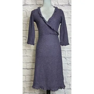 Photo of Adorable Y2K Purple Wool Blend Open Weave Hippie Style Sweater Midi Dress