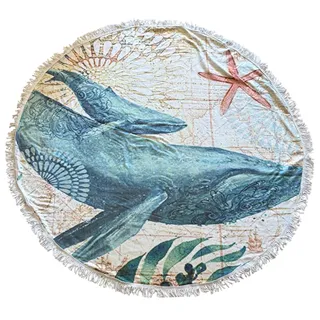 Photo of SUPER THIN RUG with Whale and Calf image. Doubles as a Tapestry! Light Weight!