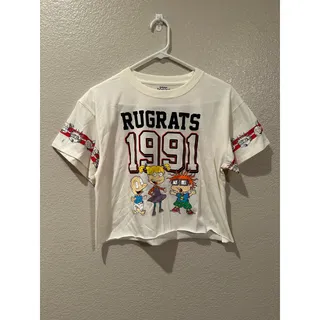 Photo of NWOT Nickelodeon Rugrats Cropped Athletic Tee Angelica Chucky Tommy 1991 M 