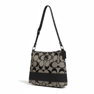 Photo of Coach Signature Stripe File Crossbody Zip Shoulder Bag F19220 Black Vintage Y2K