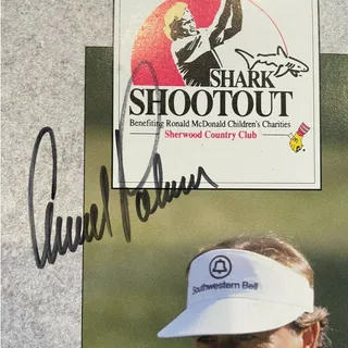 Photo of Arnold Palmer AUTOGRAPHED Golf Program Shark Shootout Sherwood Country Club 1991