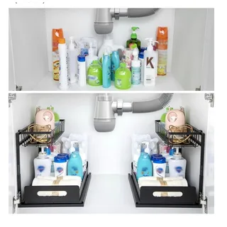 Photo of MirthMood Under Sink Organizers,2 Pack Height Adjustable L-Shape Organizer