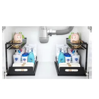 Photo of MirthMood Under Sink Organizers,2 Pack Height Adjustable L-Shape Organizer
