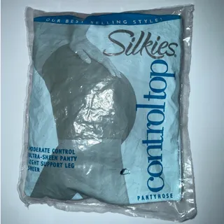 Photo of VTG Y2K NOS Silkies Moderate Control Top Pantyhose Regular Size Small Navy Blue