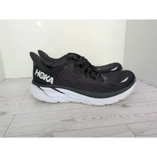 Photo of HOKA One One Clifton 8 Black White Running Shoes Men's Size 8.5 Athletic Sneaker