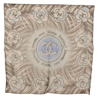 Photo of Chanel CC Silk Gray Scarf