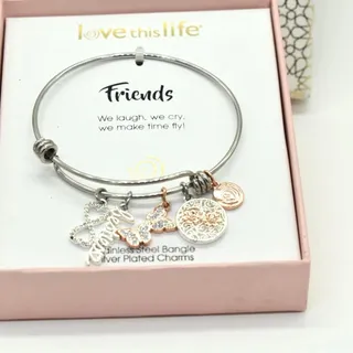 Photo of Love this life Friends Charm Bracelet Silvertone NIB