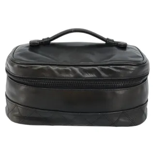 Photo of Chanel Leather Bicolore Vanity Handbag Black