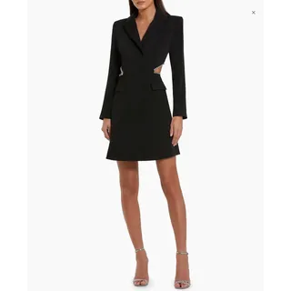 Photo of Mac Duggal 27570 Black Cocktail Dress Long Sleeve Beaded Cut Out Tuxedo Size 6