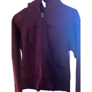 Photo of purple lululemon Scuba Full-Zip Hoodie features the brand's iconic logo stitched