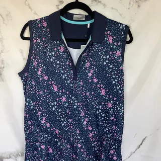 Photo of Callaway Floral Print Sleeveless Golf Polo Mini Dress Medium
