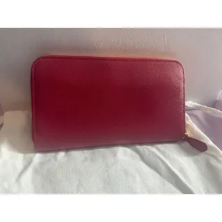 Photo of Prada Saffiano Leather Zip-Around Wallet in Fuoco Red – Gold Hardware