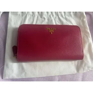 Photo of Prada Saffiano Leather Zip-Around Wallet in Fuoco Red – Gold Hardware
