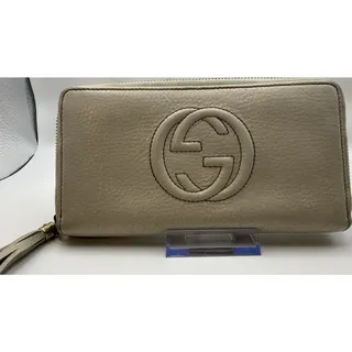 Photo of Gucci Beige Zip-Around Wallet G Logo Zipper Solid Women