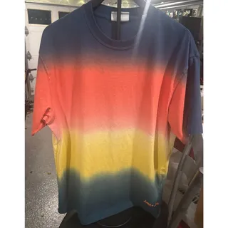 Photo of Scotch & Soda Amsterdam Mens XL Ombre Dip Dye T-Shirt Navy Orange Yellow