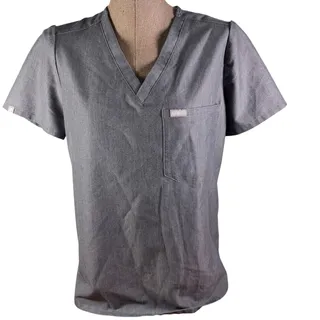 Photo of FIGS Technical Collection Catarina Scrub Top Women Small Gray One Pocket FW1000
