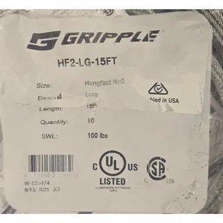 Photo of Gripple Hangfast No. 2 Loop HF2-LG-15FT 15ft Cable Hanger 100lb Lot of 10