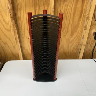 Photo of VTG Y2K Atlantic CD Tower 20 Disc Holder Organizer Storage Brown Wood Acrylic