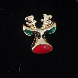 Photo of Gold Tone Reindeer Stud Earrings With Red Nose