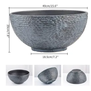 Photo of Sungmor 15.6" Large Garden Bowl Planter Water Lily Succulent Pond Pot Gray
