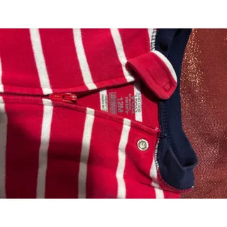 Photo of Carters Just One Yu Baby 12M Red White Striped Shark Footed Sleeper Zipper Front