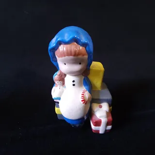 Photo of Vintage JWA Joan Walsh Anglund Lot of 3 Ceramic Christmas Ornaments 1979 Japan