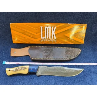 Photo of Hunting Bowie Knife 11 Inch, Custom Made Forged Damascus Blade LMK Knives #8039